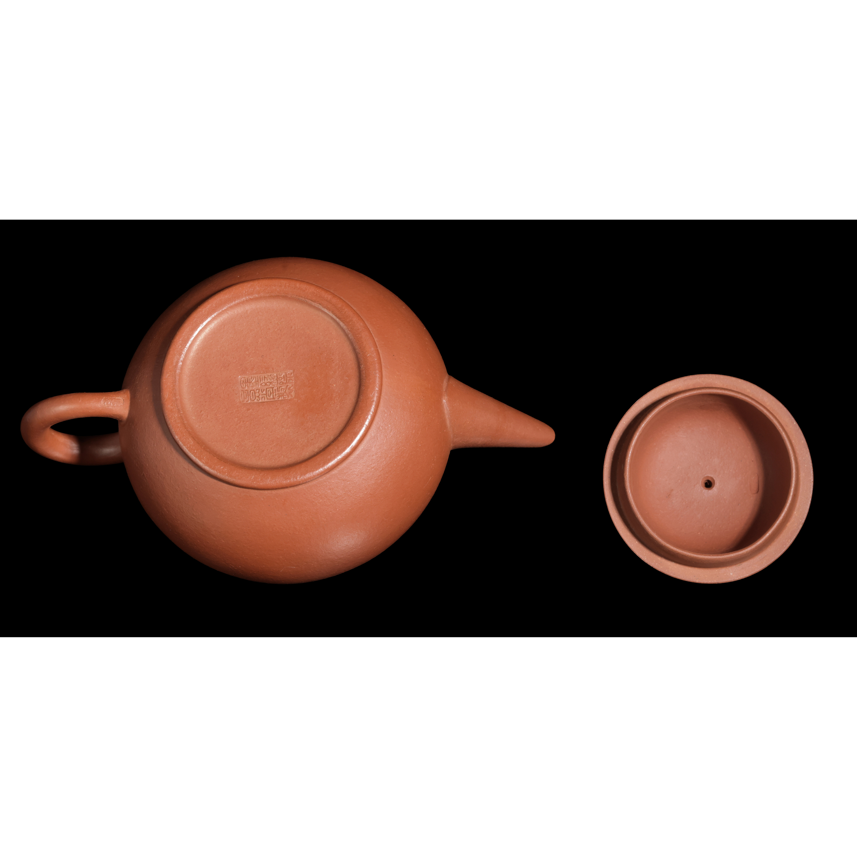 ＊中国古美術/朱泥桃花紋三足獣茶壺（底款：手井酲順圓製）【保存箱付】 朱泥三足水平-徐朝輝| 茶說壺途-宜興紫砂壺收藏