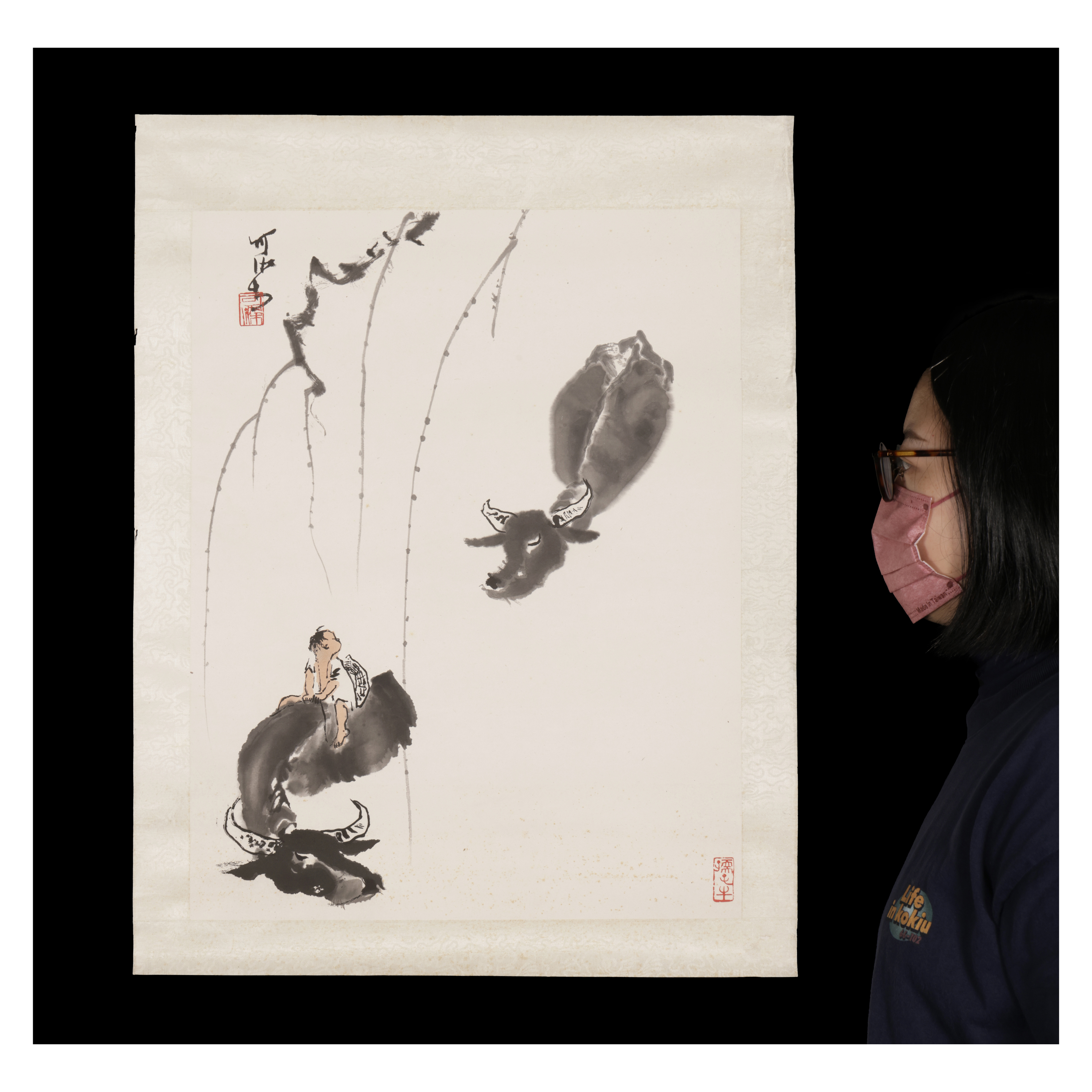 補破網倉儲-早期名家水墨立軸牧牛圖李可染(疑似水印本)(BP-TAEL09)SY