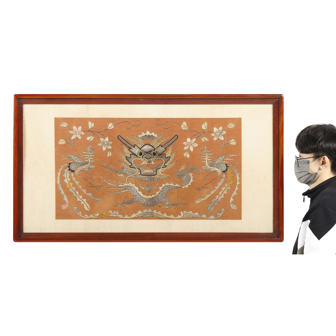 東方拍賣-疑清代銀絲繡品龍鳳繡片(EO-KAAI14K1)II - 補破網藝術文物拍賣