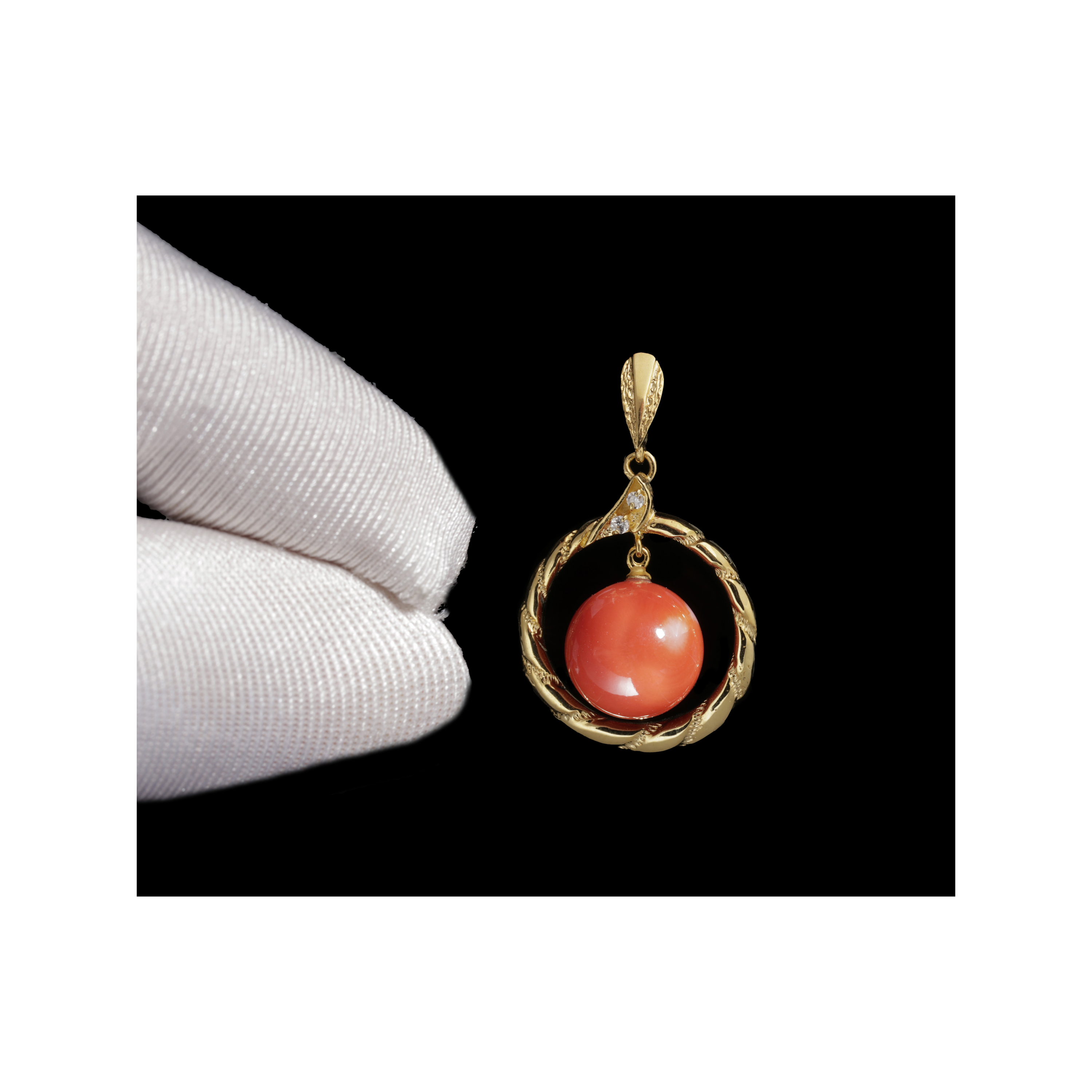 11.4mm赤珊瑚玉A5281 大粒11.3mm 貴重K18 血赤珊瑚ピアス Lotas(