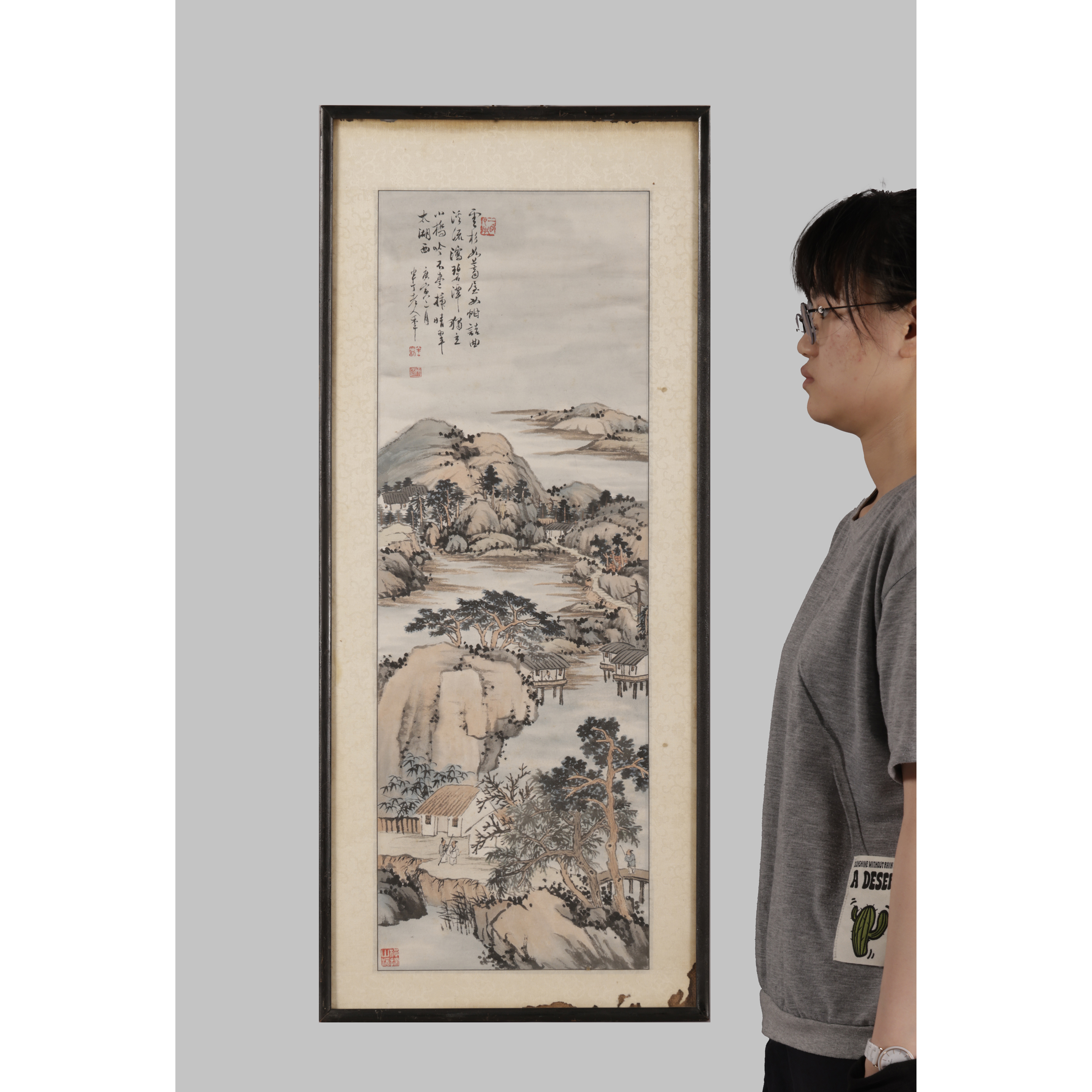 台湾書道家・陳品全作『隨緣』『情緣』額縁 zhen-shan-ren-bookmark-orange-