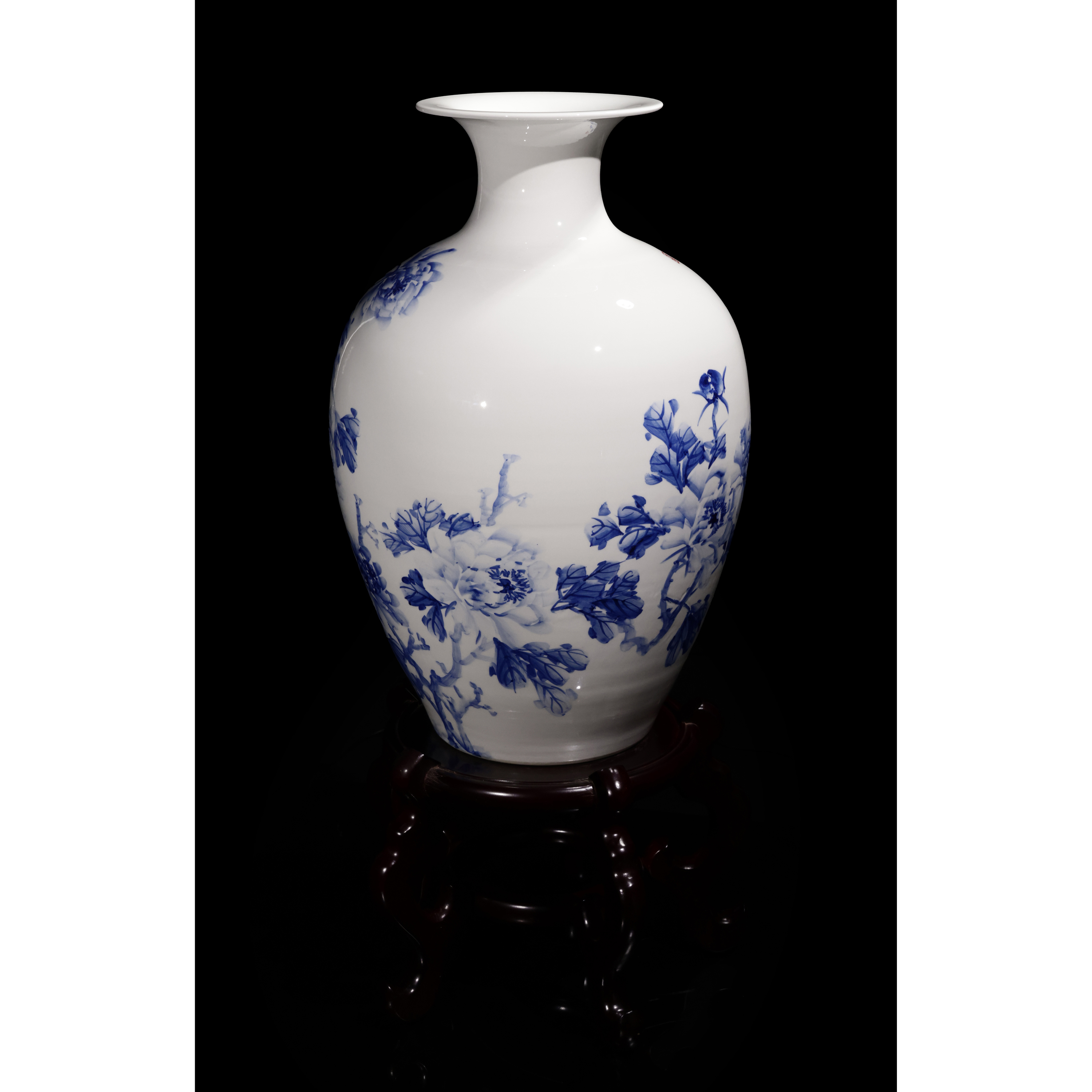 經典專拍當代名家手繪青花瓷牡丹花開 大賞瓶慕增利重19.2kg 內地