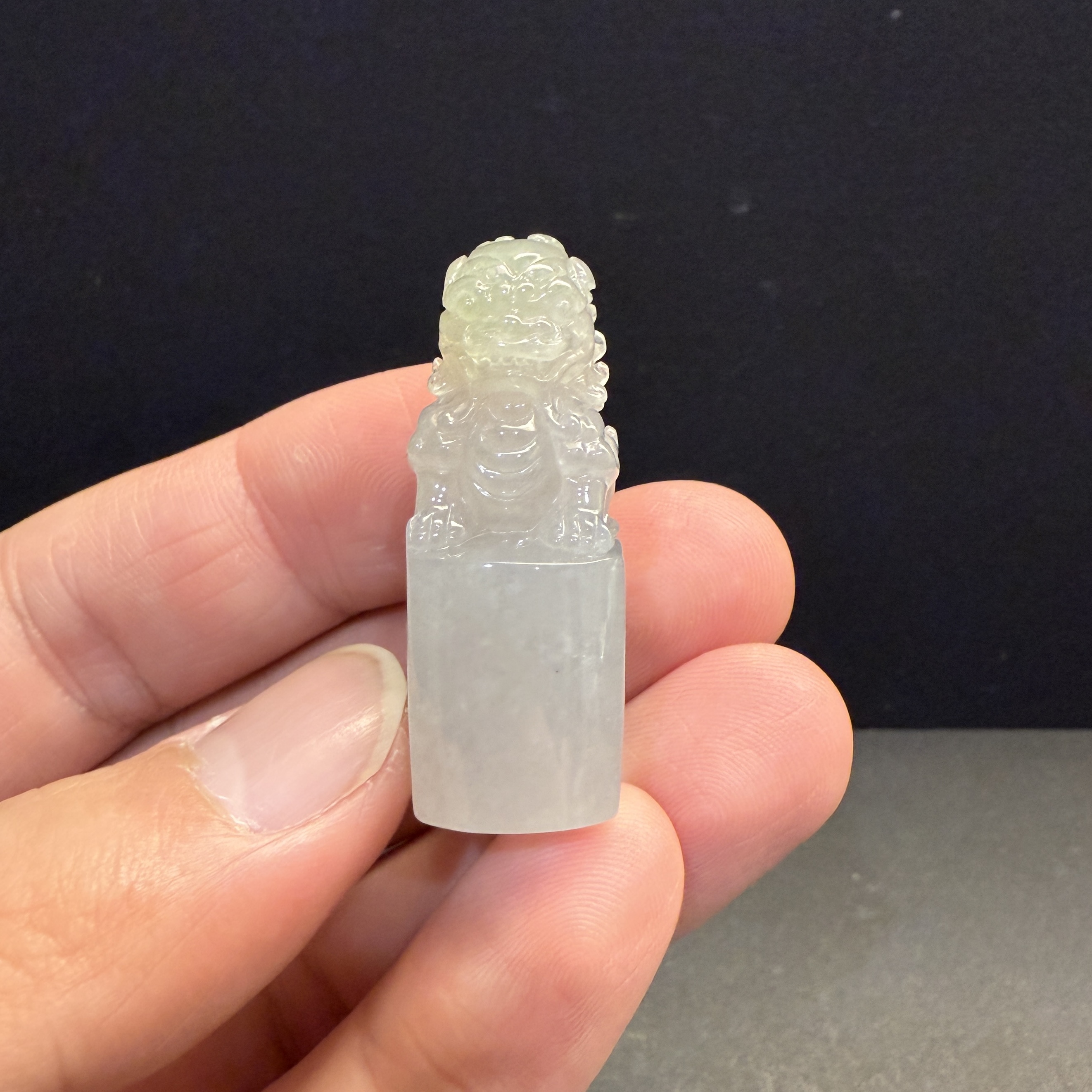 瀚玉珠寶天然冰種翡翠印章獅子印章緬甸玉印精品雕刻印章天然緬甸玉玉石