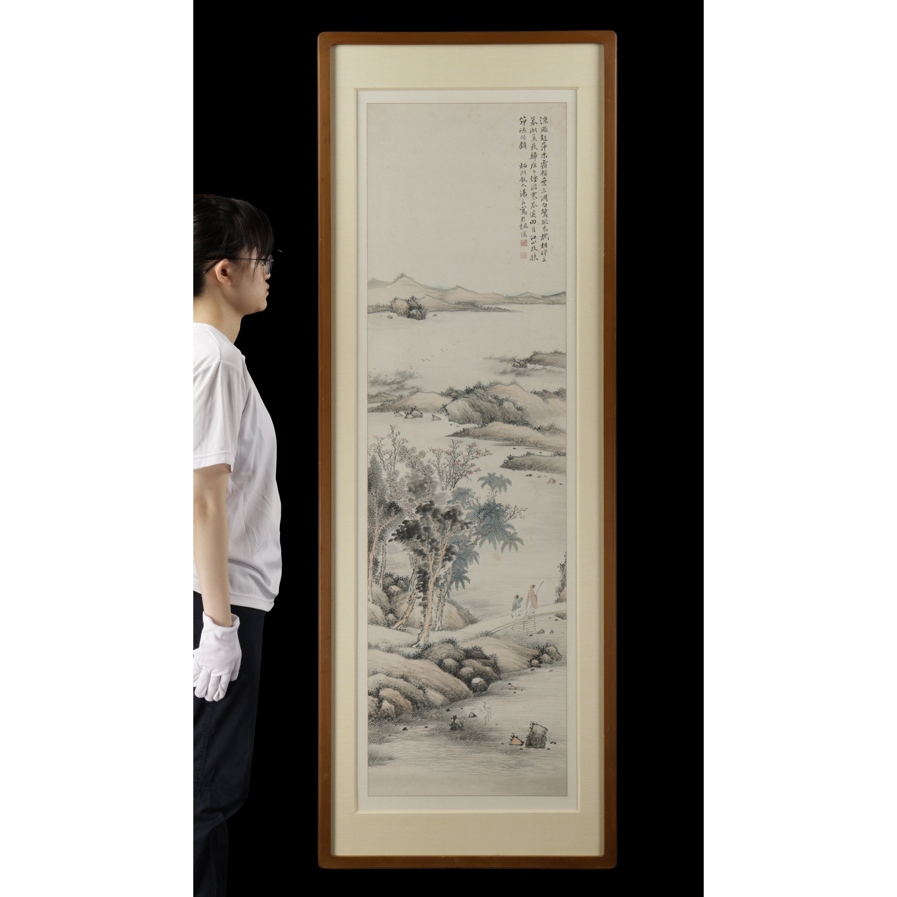 紫眼拍賣-早期名家水墨立軸涼飈起萍 湯言(PO-DACJ06K6)OS