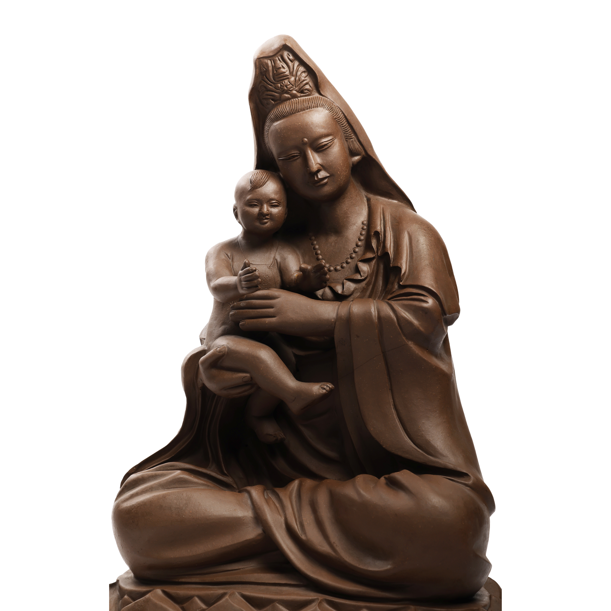 山海經拍賣-早期宜興紫砂雕塑送子觀音徐秀棠監製愛琴作重8.8kg(MH