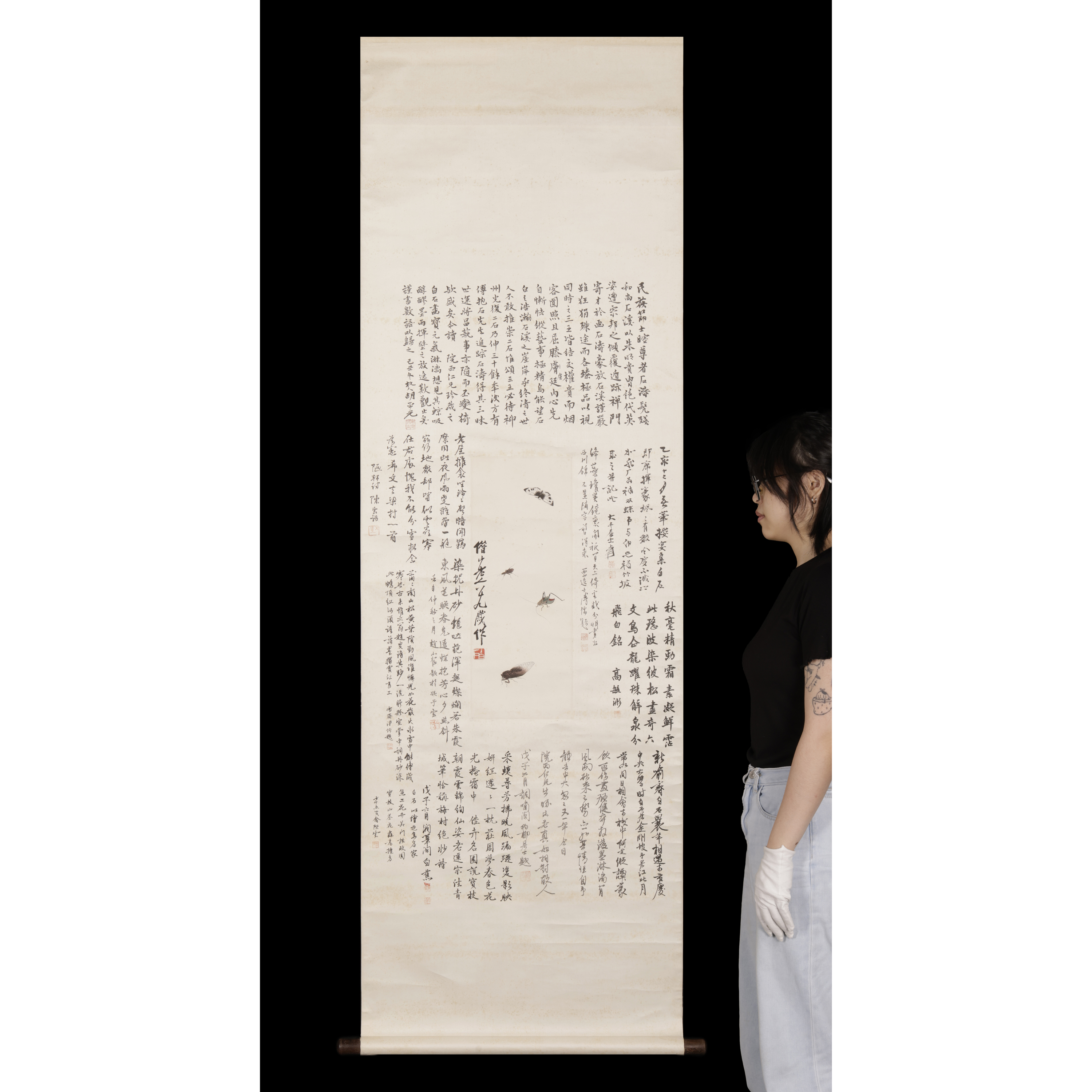 東方拍賣-齊白石 張大千 溥儒等人水墨書法 立軸 蟲戲圖 (AE-QADP02J)LM - 補破網藝術文物拍賣