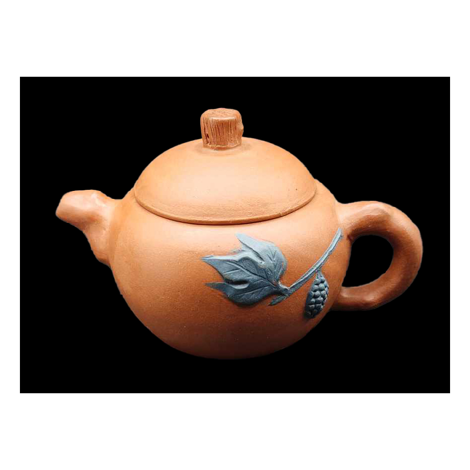 PQ201. 中国煎茶道具 【中国宜興 宝娟】 紫砂壷 竹文 急須 茶注 / 陶器