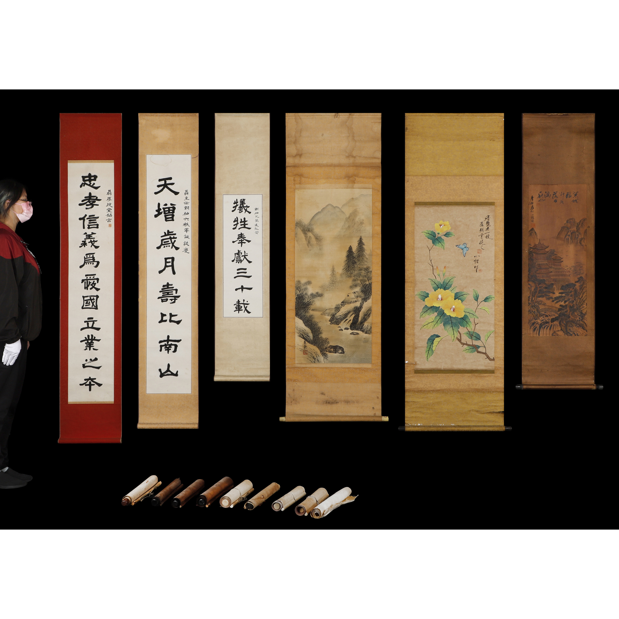 紫眼拍賣-福袋(不提供查驗貨 整批帶走 打包需付費)早期 水墨 書法 立軸 天增歲月... 歲寒松晚翠等等 一批(PH-JAAJ06)RM ...