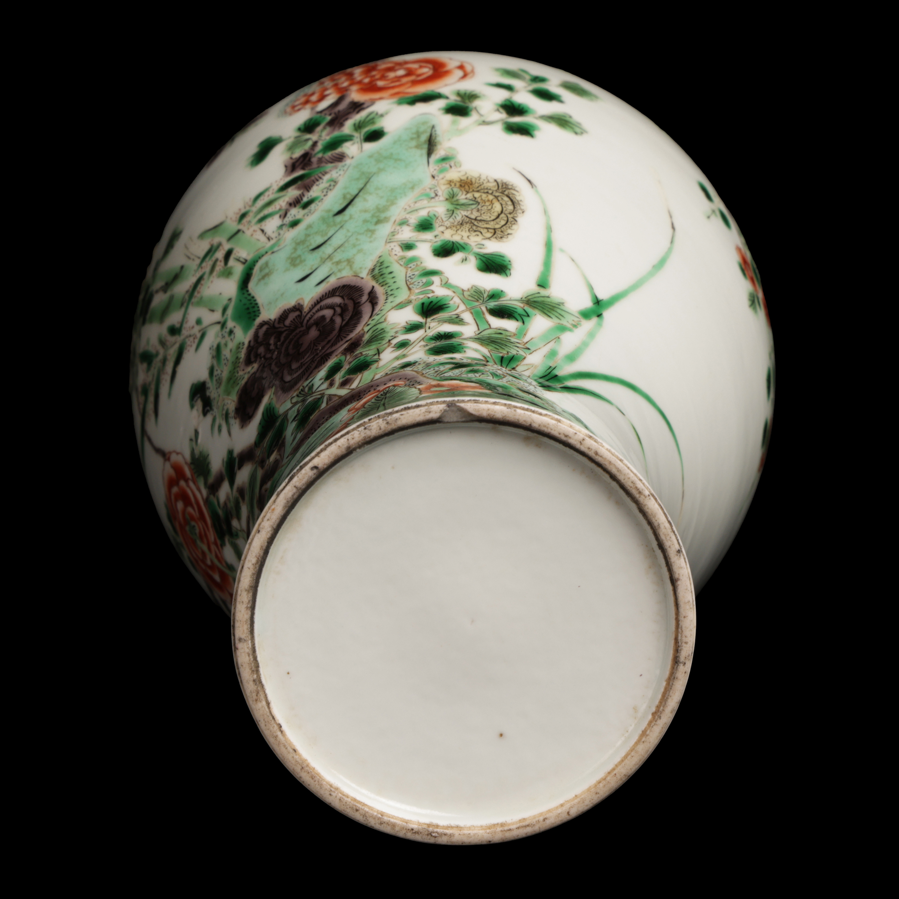 紫眼拍賣-疑清代粉彩花鳥圖觀音瓶品相如圖(PA-SANU12S)OS - 補破網藝術