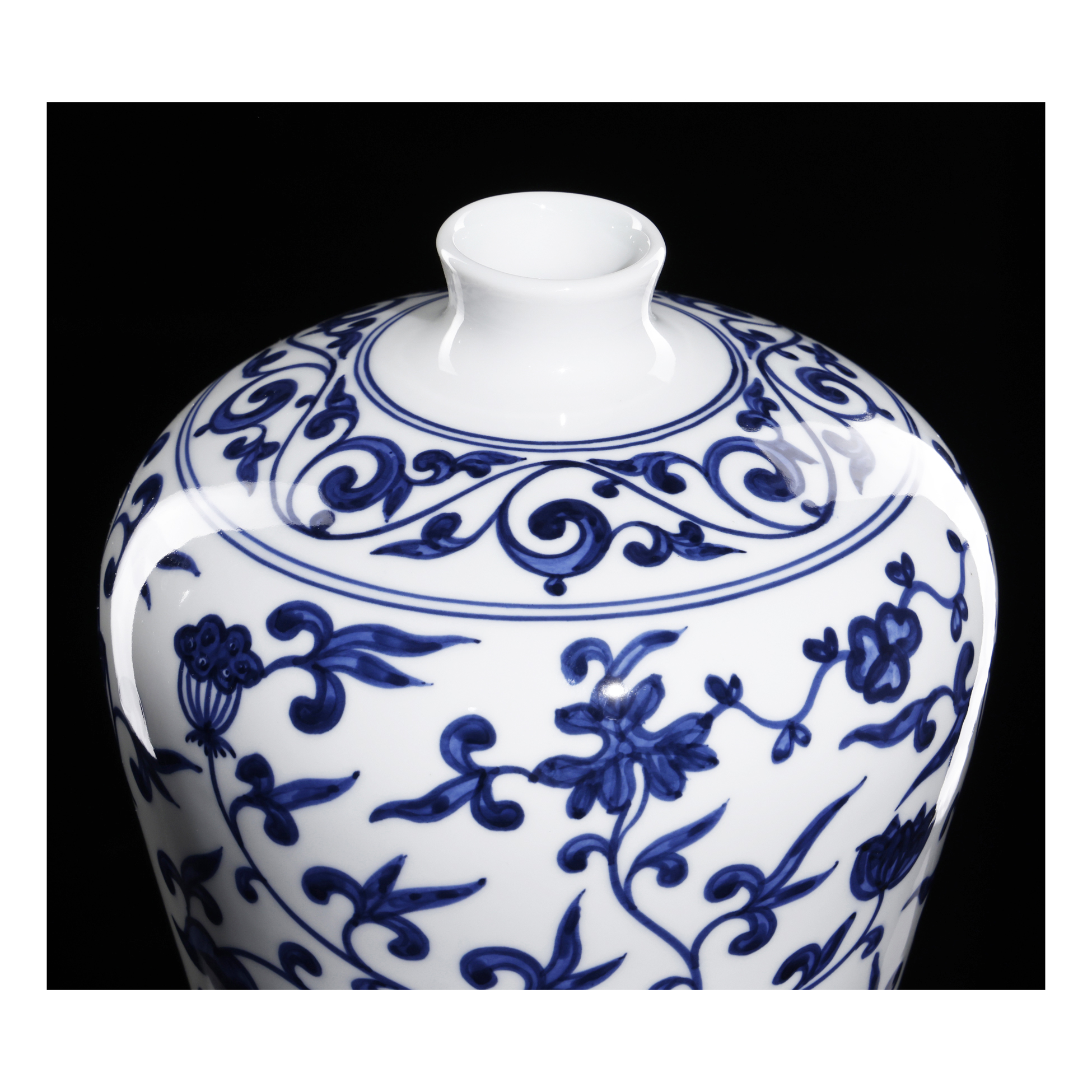 A large blue and white 'mythical beast' double-gourd vase