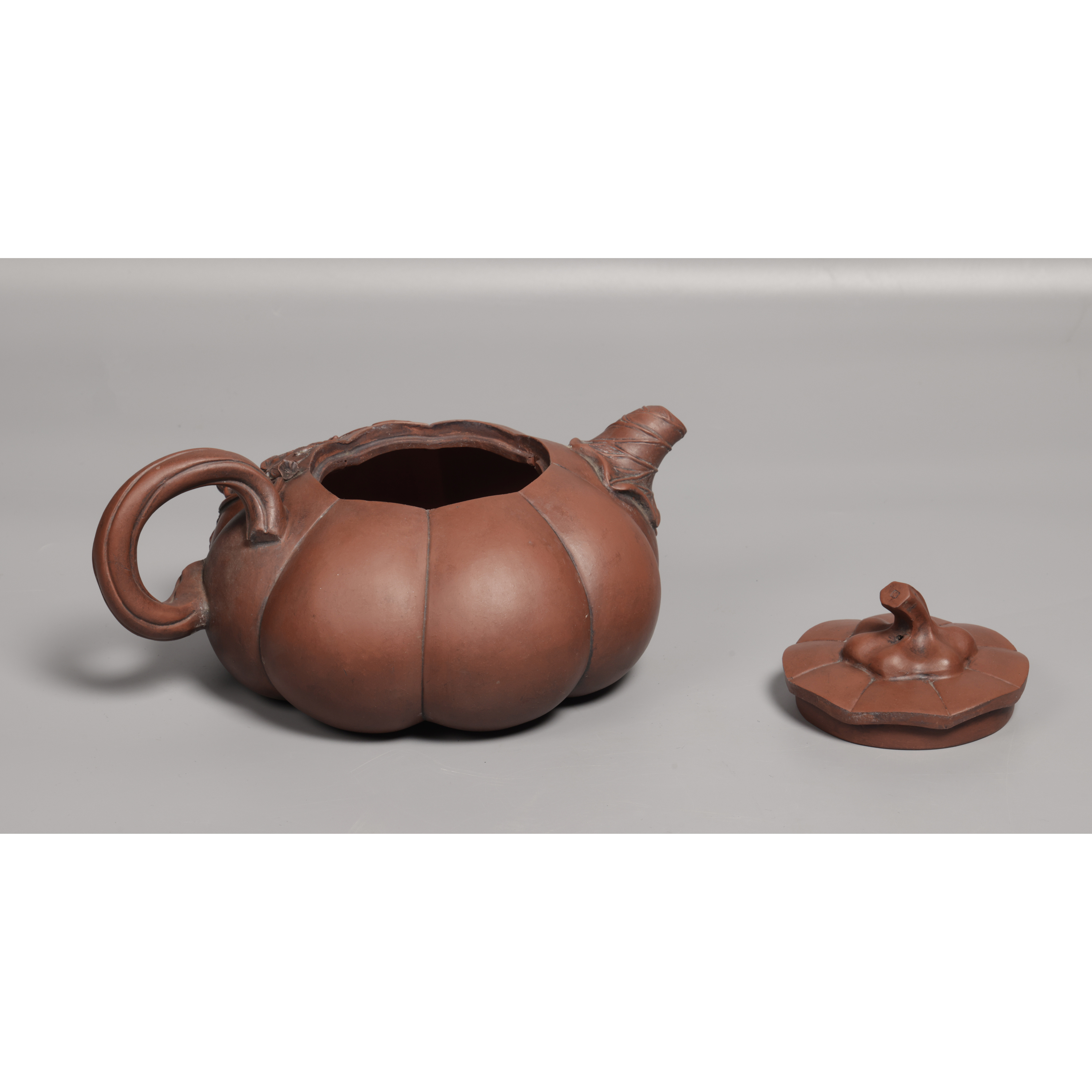 067 骨董品　朱泥南瓜急須　茶壶 　　高建芳製 拍品高建芳制三色南瓜壶|紫砂拍卖频道—紫砂之家