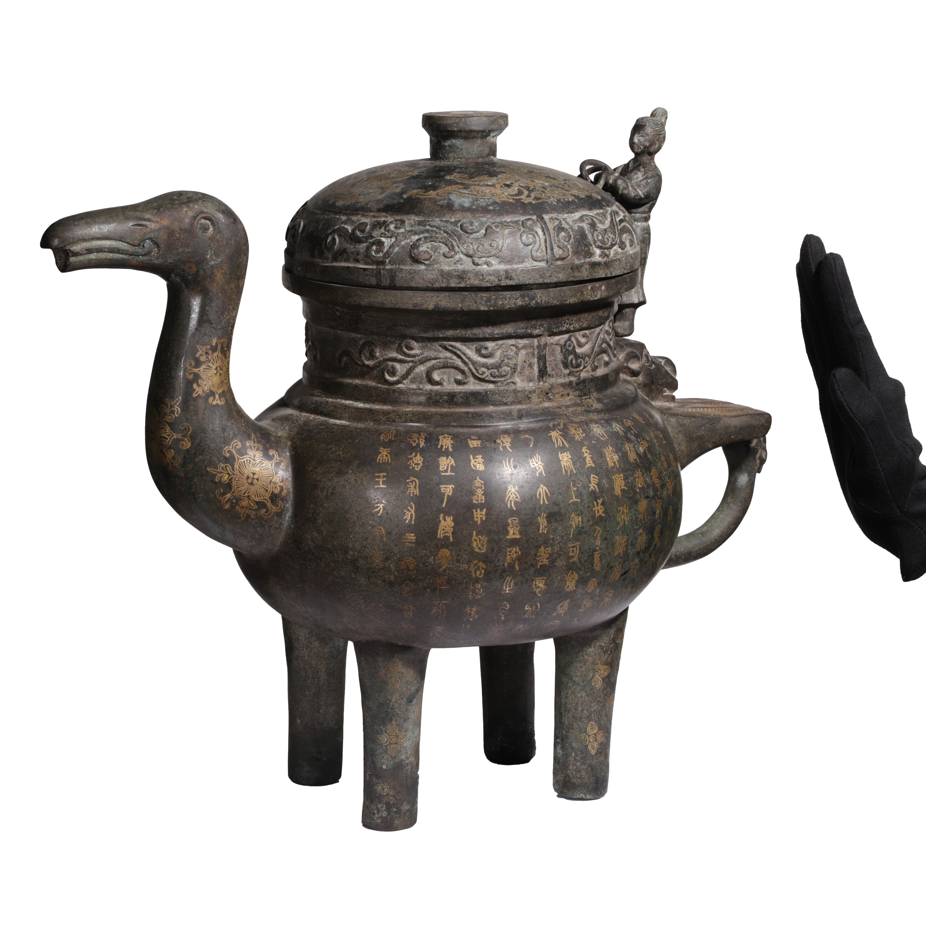 山海經拍賣-古代青銅器錯金銘文鴨盉重15.1kg(MH-RACP02)QW - 補破網