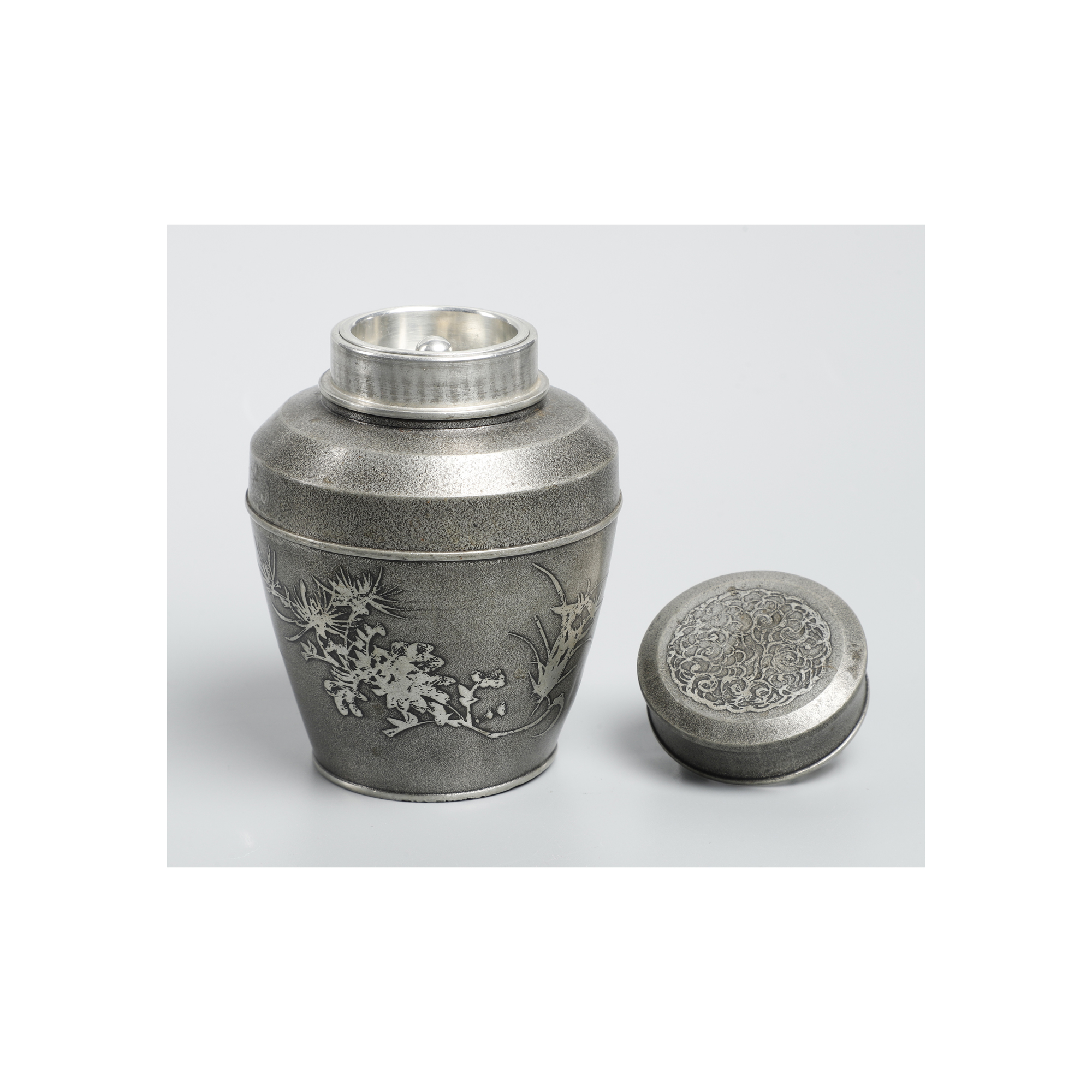 茶道具 錫 古錫 茶托 在銘 約206g（超珍館蔵】銅製 塗金 鳳梳子