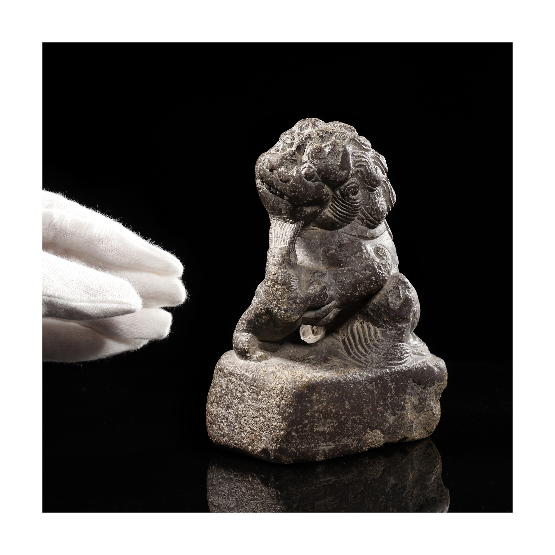 中国清代 獅子 竹彫刻 書鎮 置物 唐物 古玩