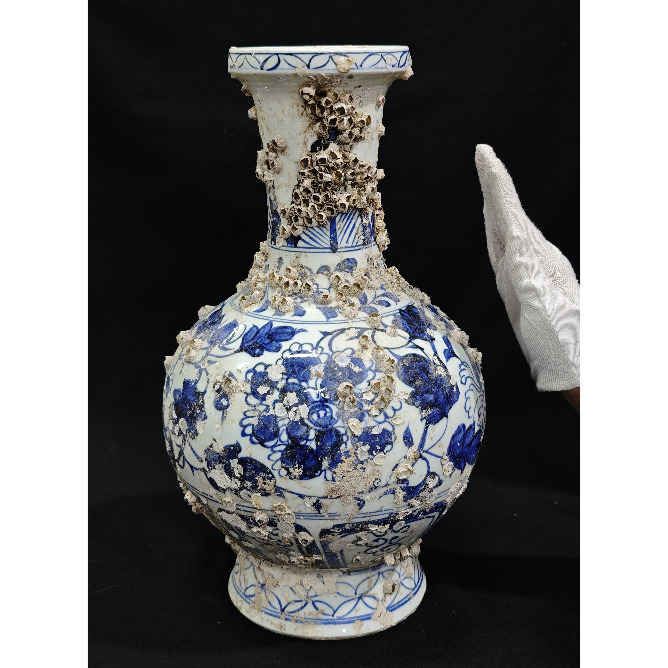 補破網倉儲古陶瓷(沉船) 青花瓷花卉紋賞瓶(BP-BBAK14) NO - 補破網藝術