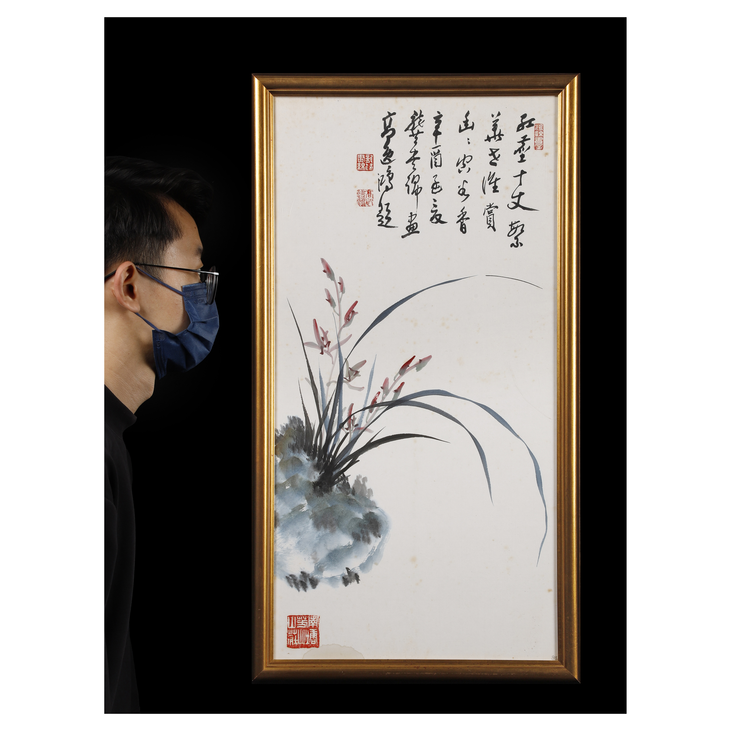 紫眼拍賣-早期名家書法水墨立軸紅塵十丈 高逸鴻題龔書綿畫(PO