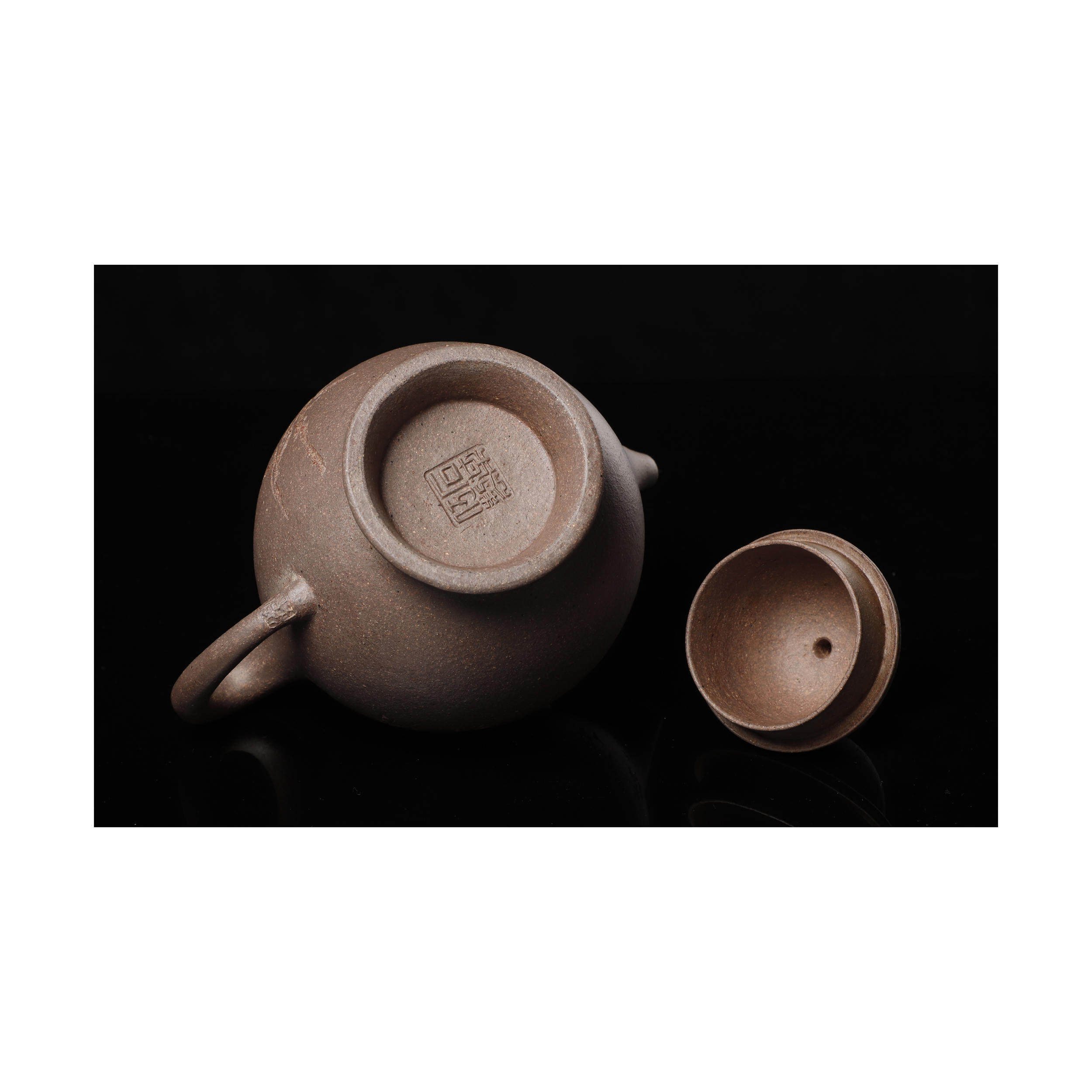 陽羨之風老件宜興紫砂壺(刻陶) 底款石楳把款彭年全部一元起拍(MQ