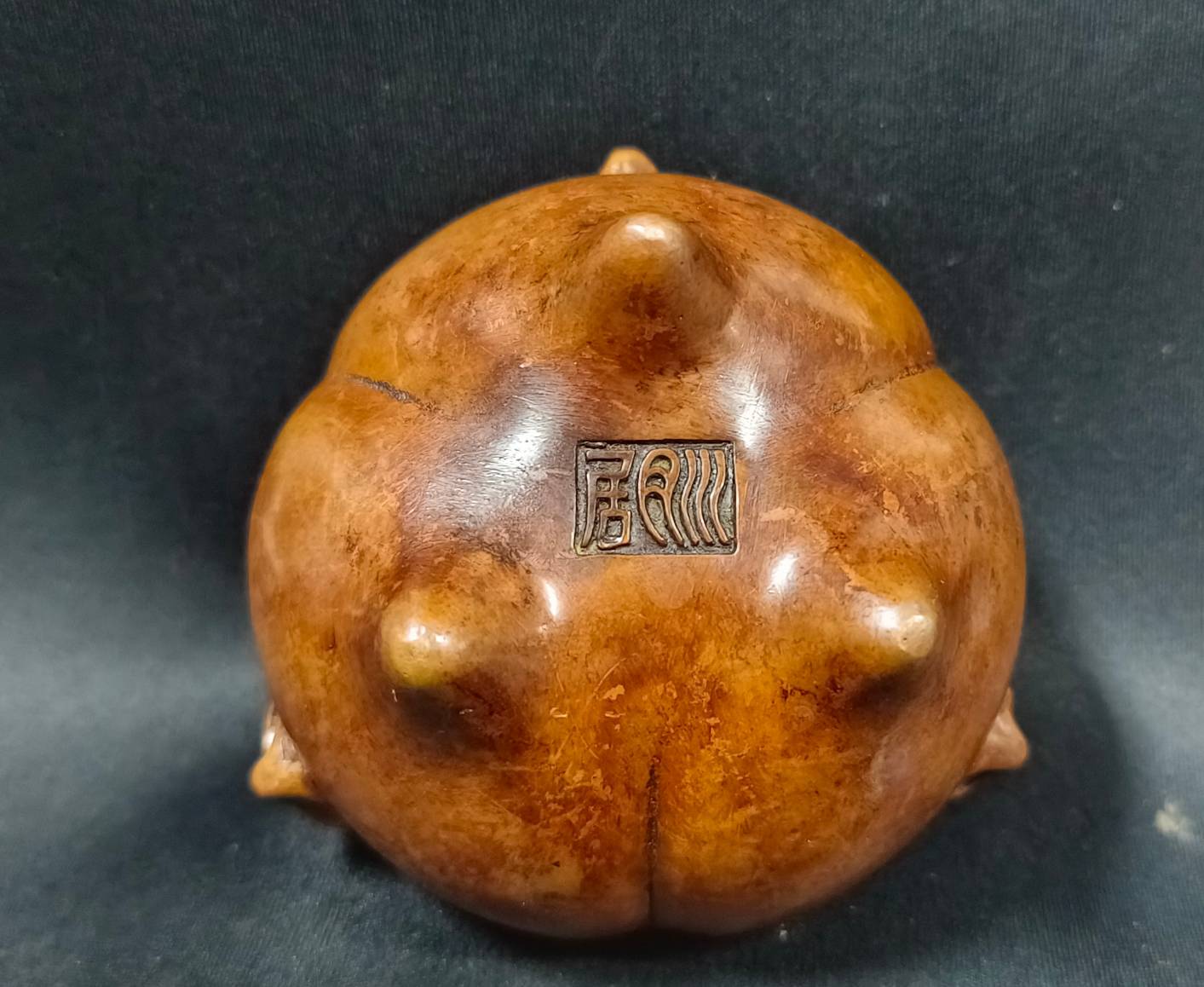 銅爐老件-沖天耳老銅爐/清中期乾隆年製#03（古董/收藏/銅爐/香爐