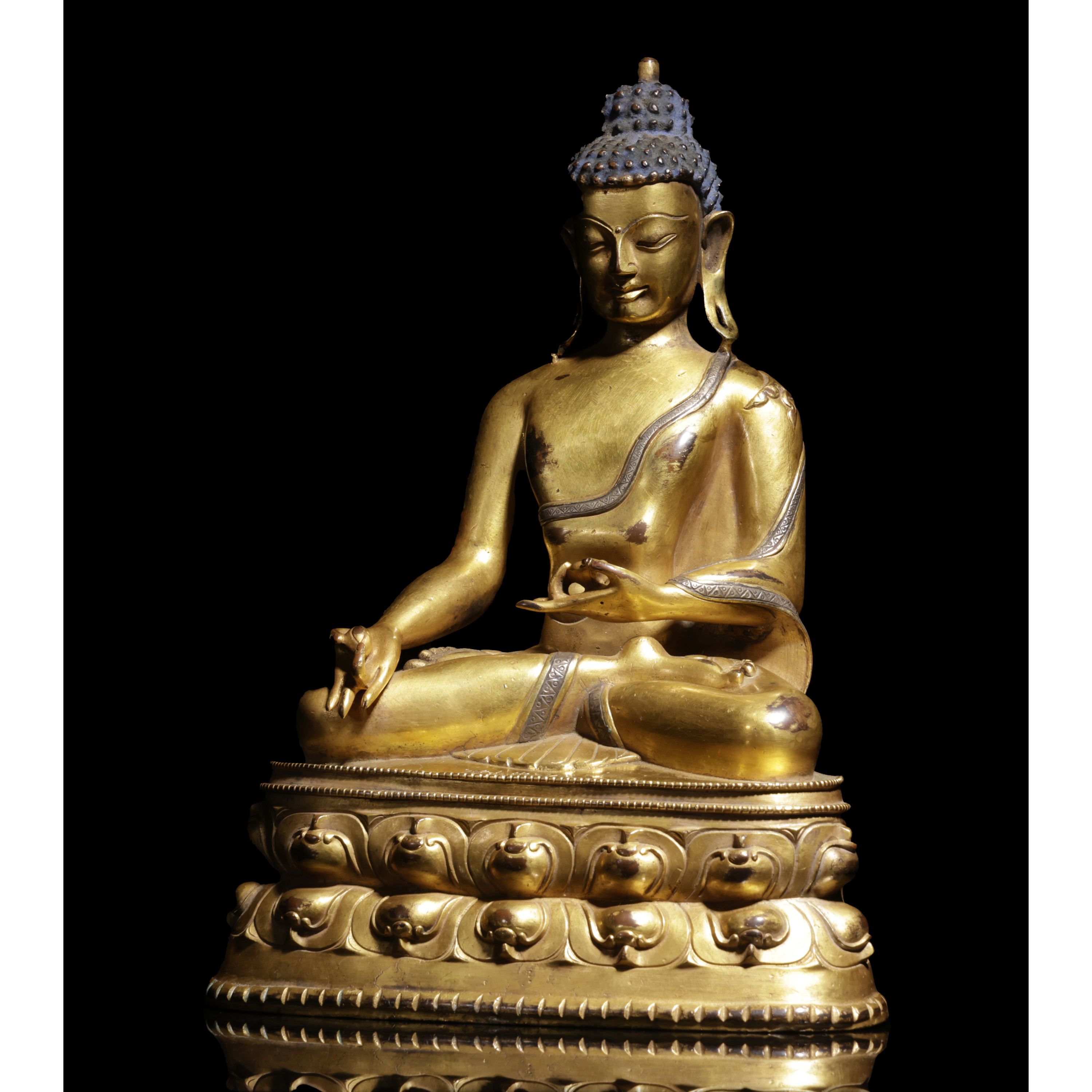 紫眼拍賣-疑明代(鎏金佛) 藥師佛造像款大明永樂年施重2.1kg (PA