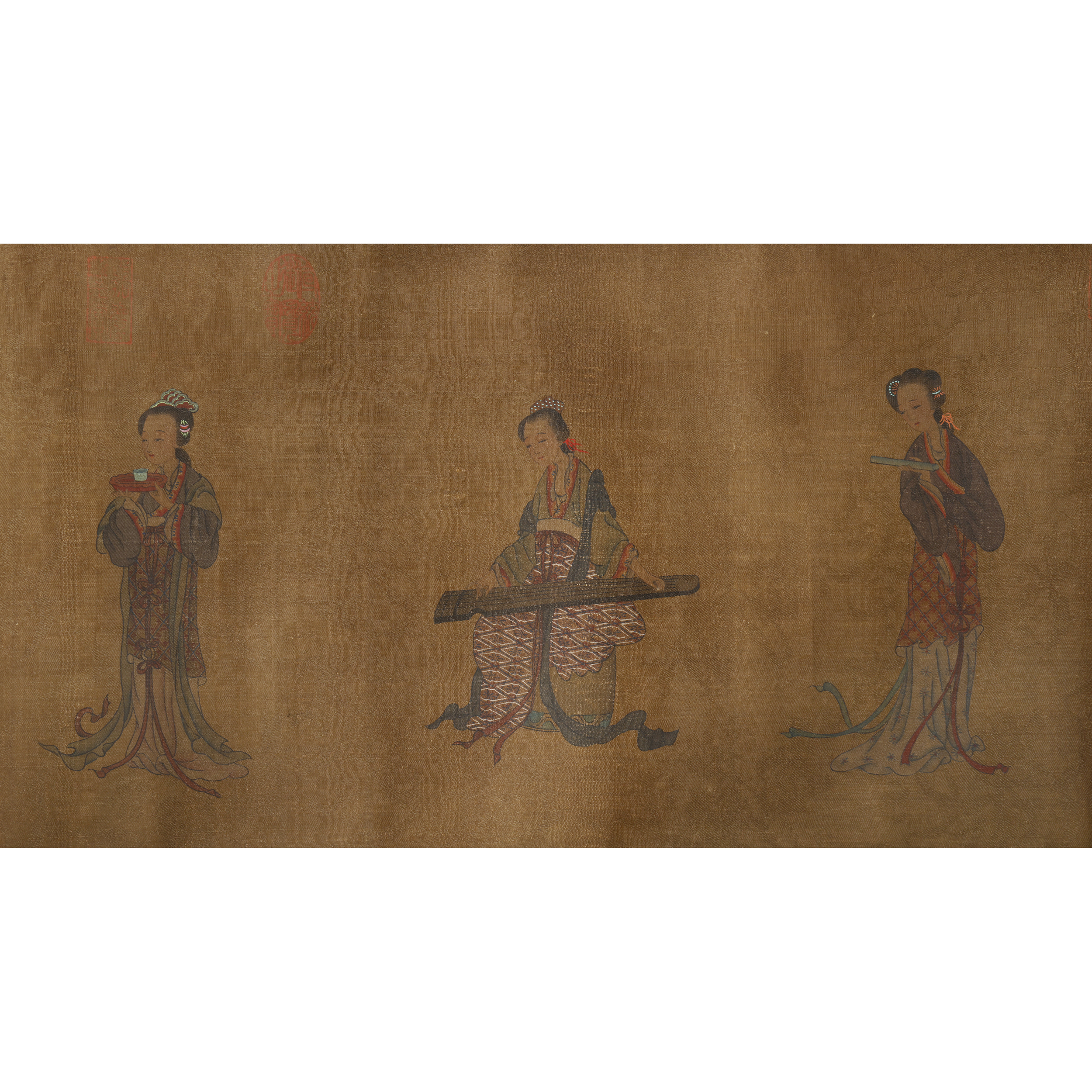 紫眼拍賣-早期名家水墨手卷仕女圖仇英綾本(PA-WAKM16JH)KK - 補破網
