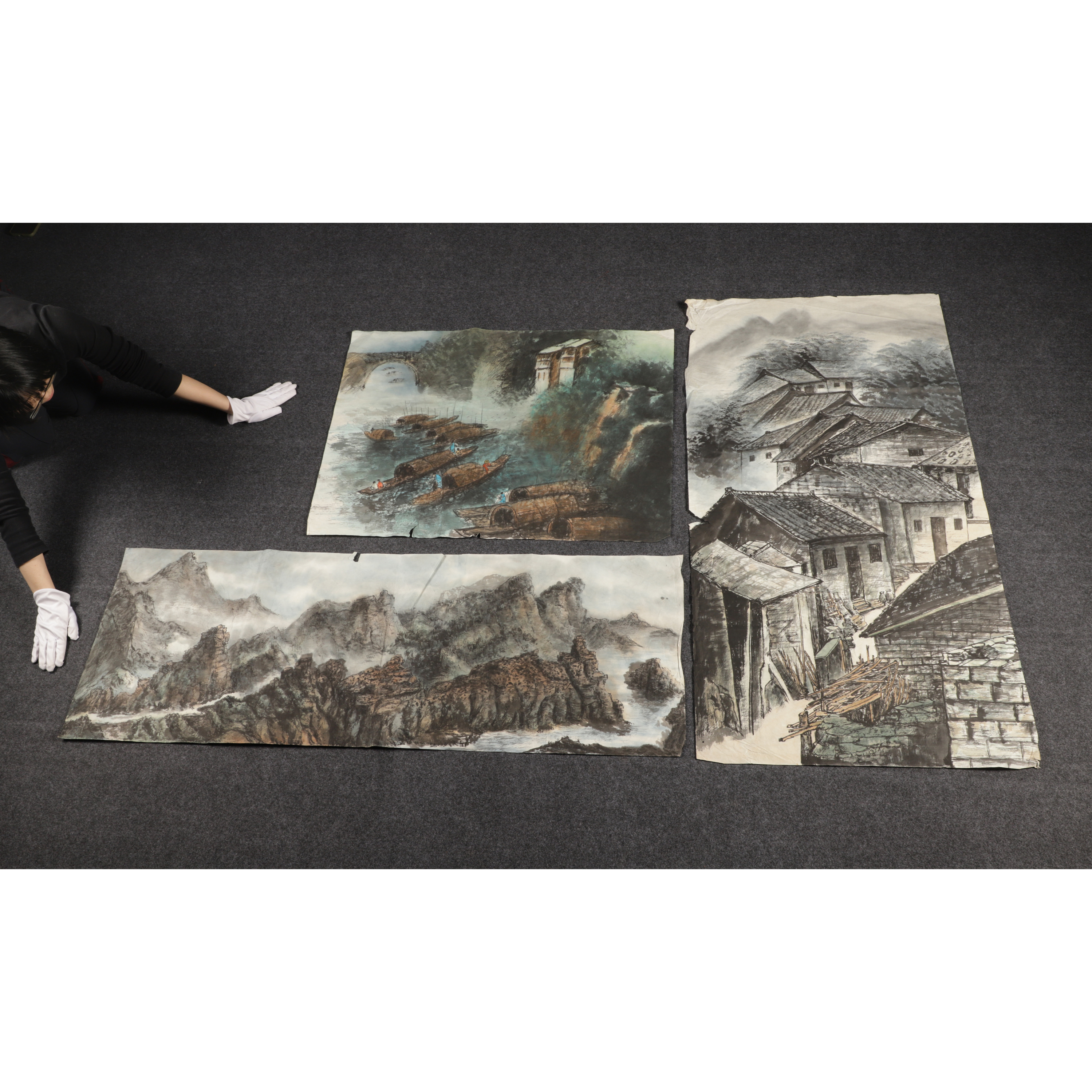 補破網倉儲 福袋(不提供查驗貨 整批帶走 打包須付費)當代水墨 畫稿 山水圖等等 3幀 作者不詳(BP-OAEJ14Z)QW - 補破網藝術文物拍賣