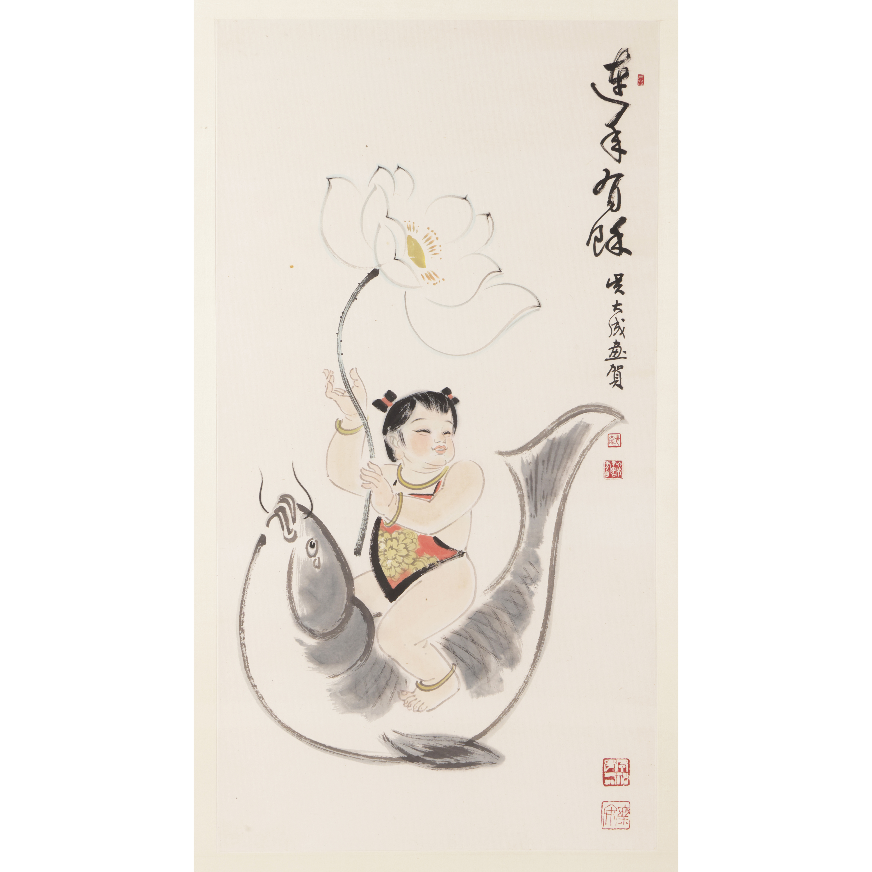二拍)東方拍賣-當代名家水墨立軸連年有餘吳大成(EO-HADA16K3)JJ - 補破