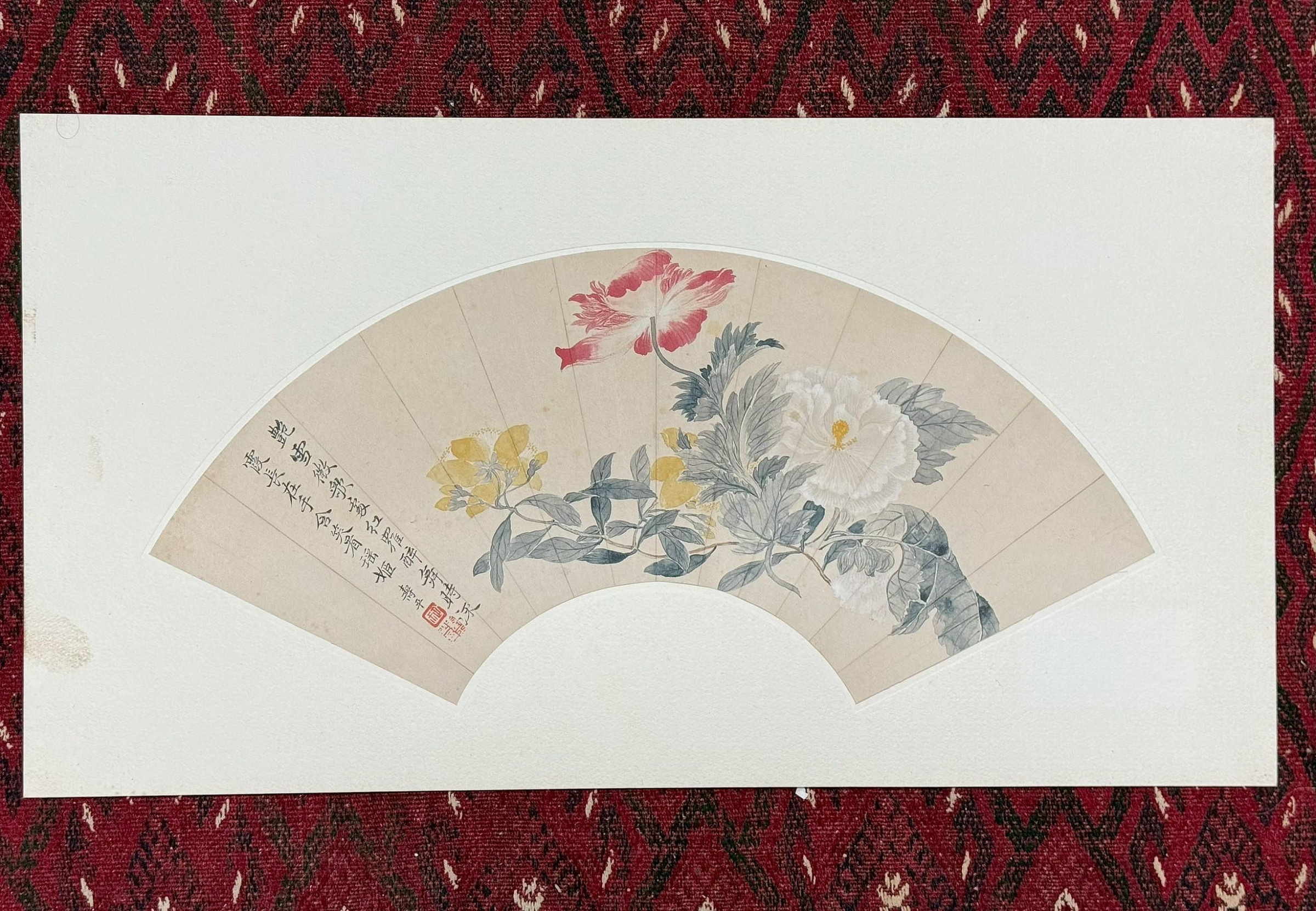 晴好走廊二玄社複製品惲壽平花卉扇面(DEC25099) - 補破網藝術文物拍賣