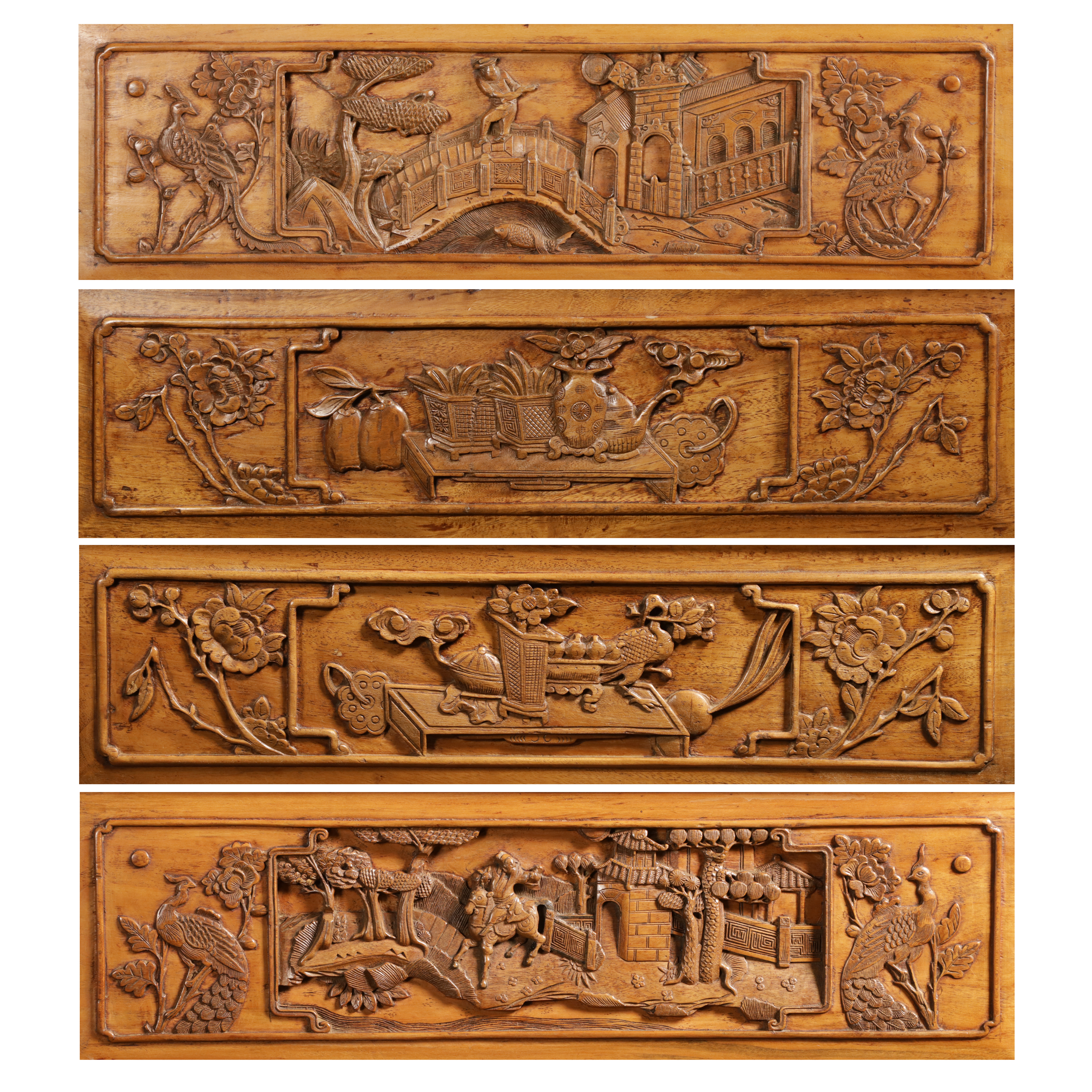 紫眼拍賣-疑清代金絲楠木櫸木開光祥禽瑞獸圖單屜單開案几(有暗櫃