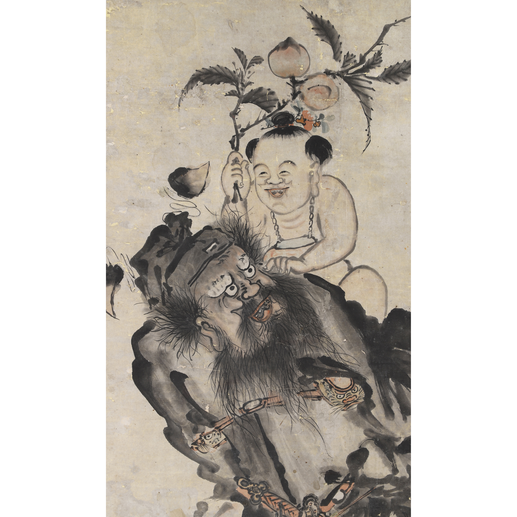 21442 掛軸 【文】 鍾馗 紙本 共箱 星光 古玩 古美術 一点會古美術D240717鍾馗瓷版畫日本名家框畫美術藝術作品創作裝飾