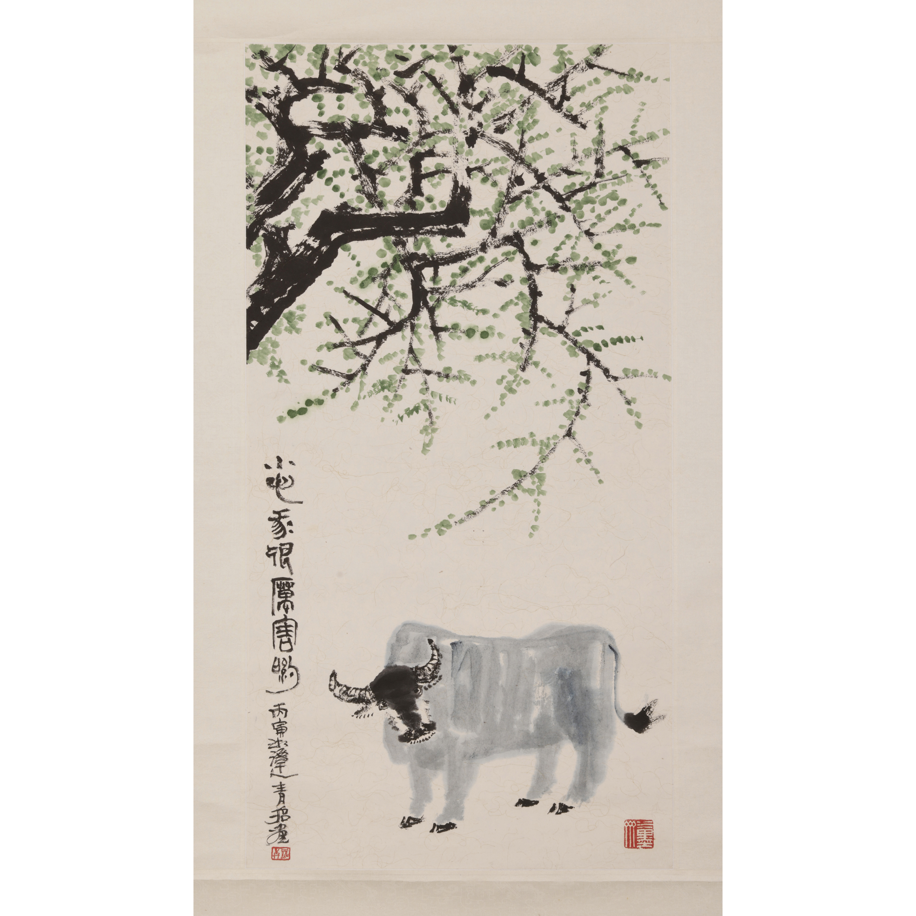 山海經拍賣-羅青水墨立軸小牛我很厲害喲(MA-SAOK15JH)OS - 補破