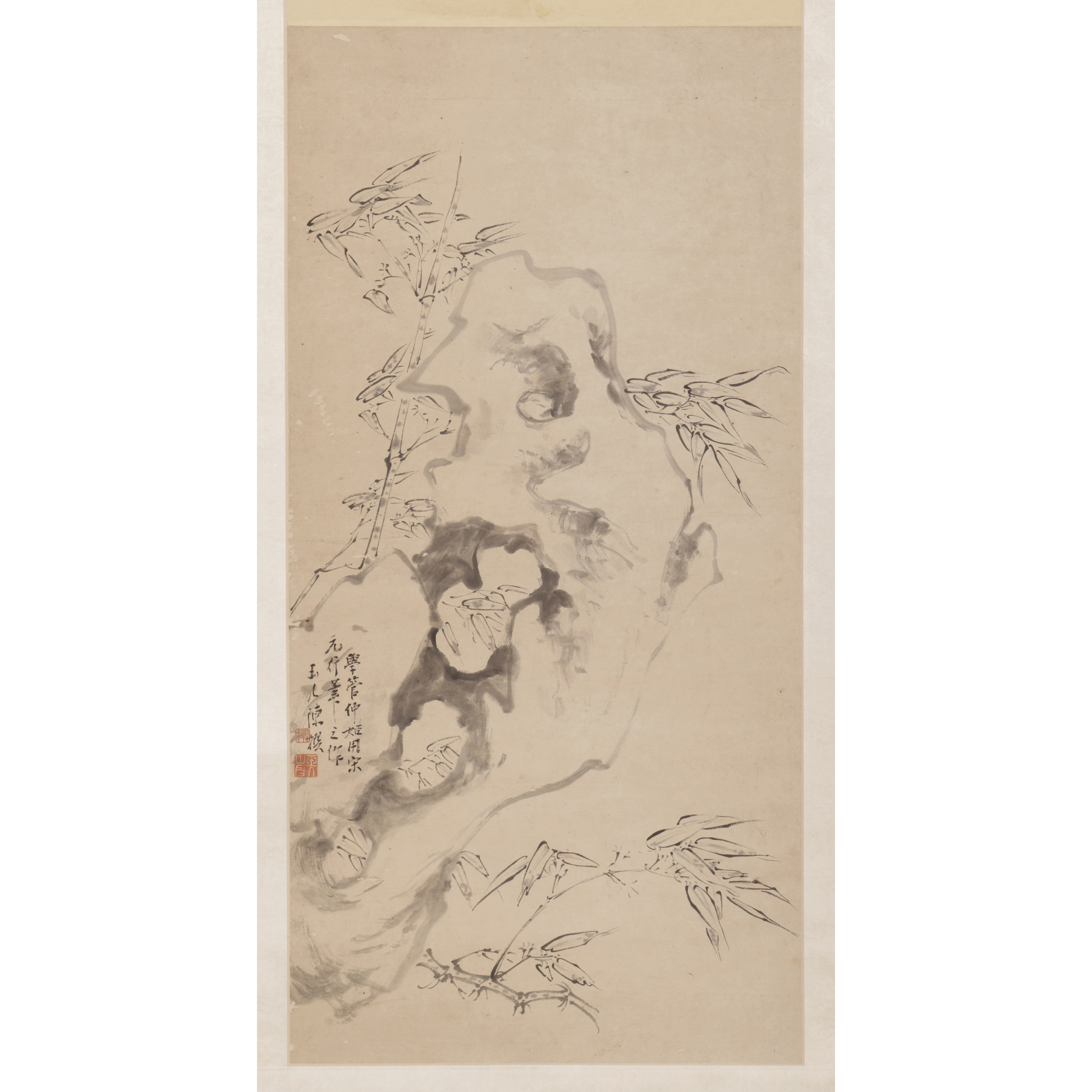 (孔夫子代拍) 蠹行古書店 疑清乾隆陳撰水墨 立軸 竹石圖 (拍品在台北) (ASH-SAQU18JW) UT - 補破網藝術文物拍賣