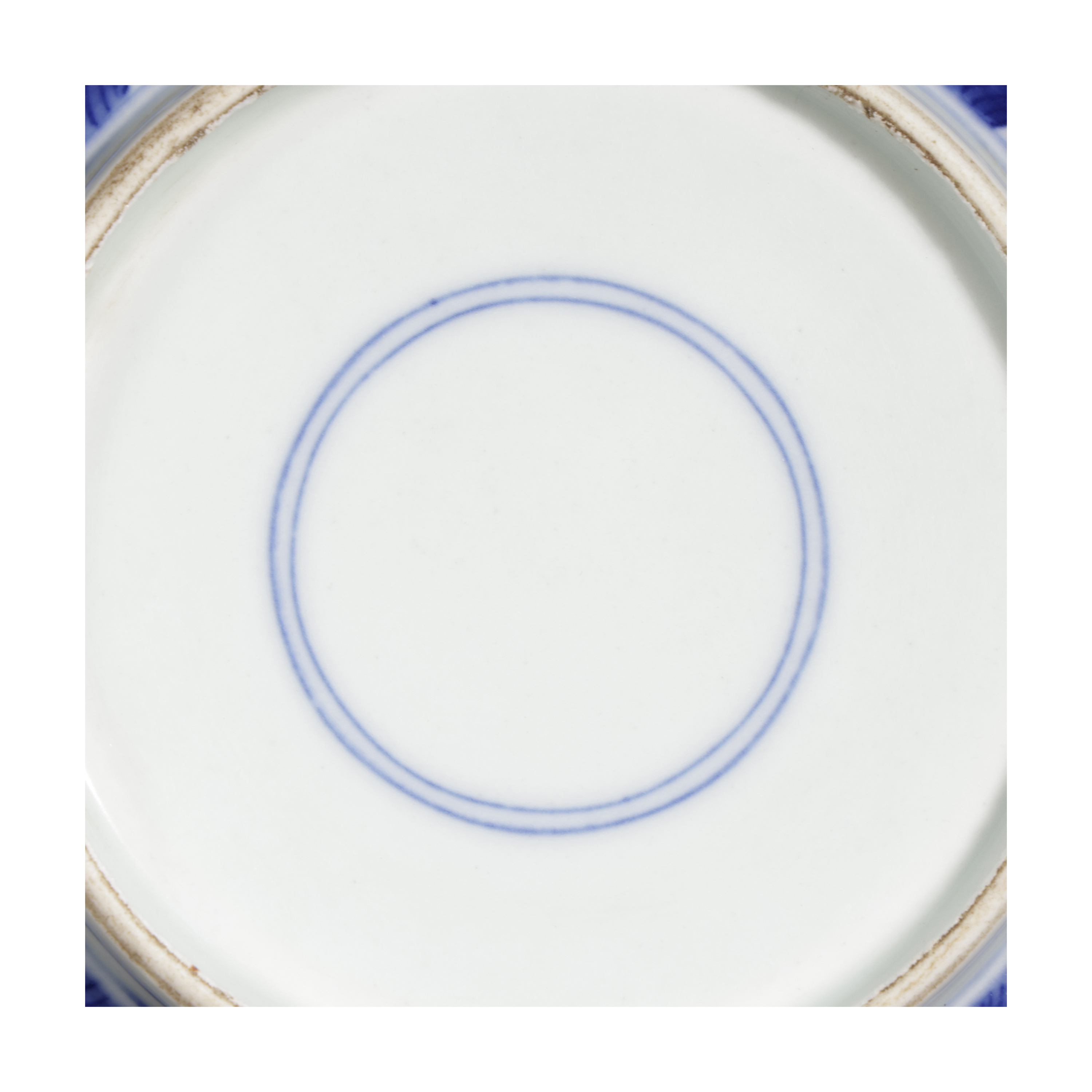 經典專拍疑清乾隆青花瓷海水四魚紋花口盤款雙圈(MA-XAPE13X)OS - 補破