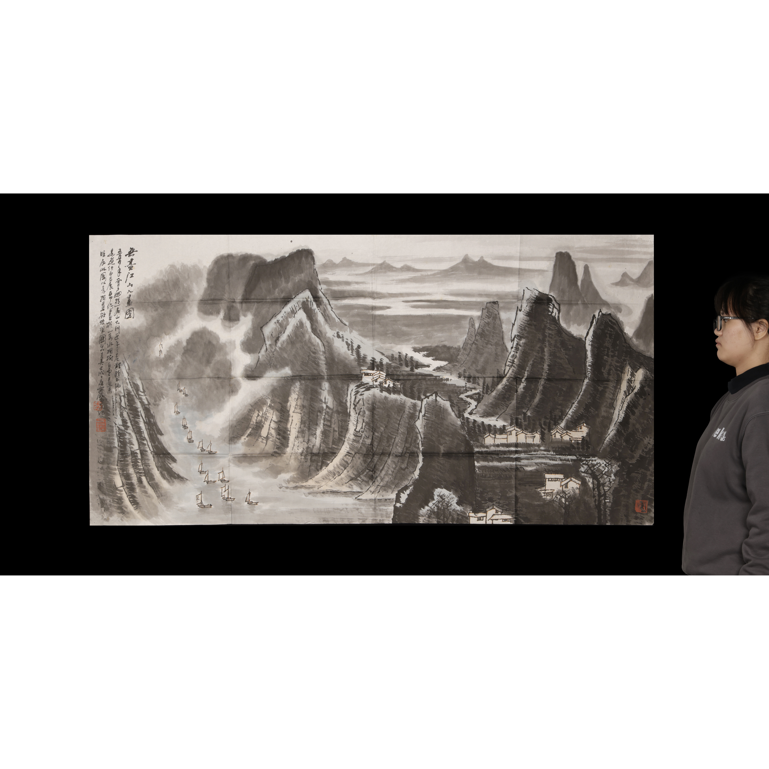 山海經拍賣-早期名家水墨大中堂(10才) 無盡江山入畫圖李可染(MQ