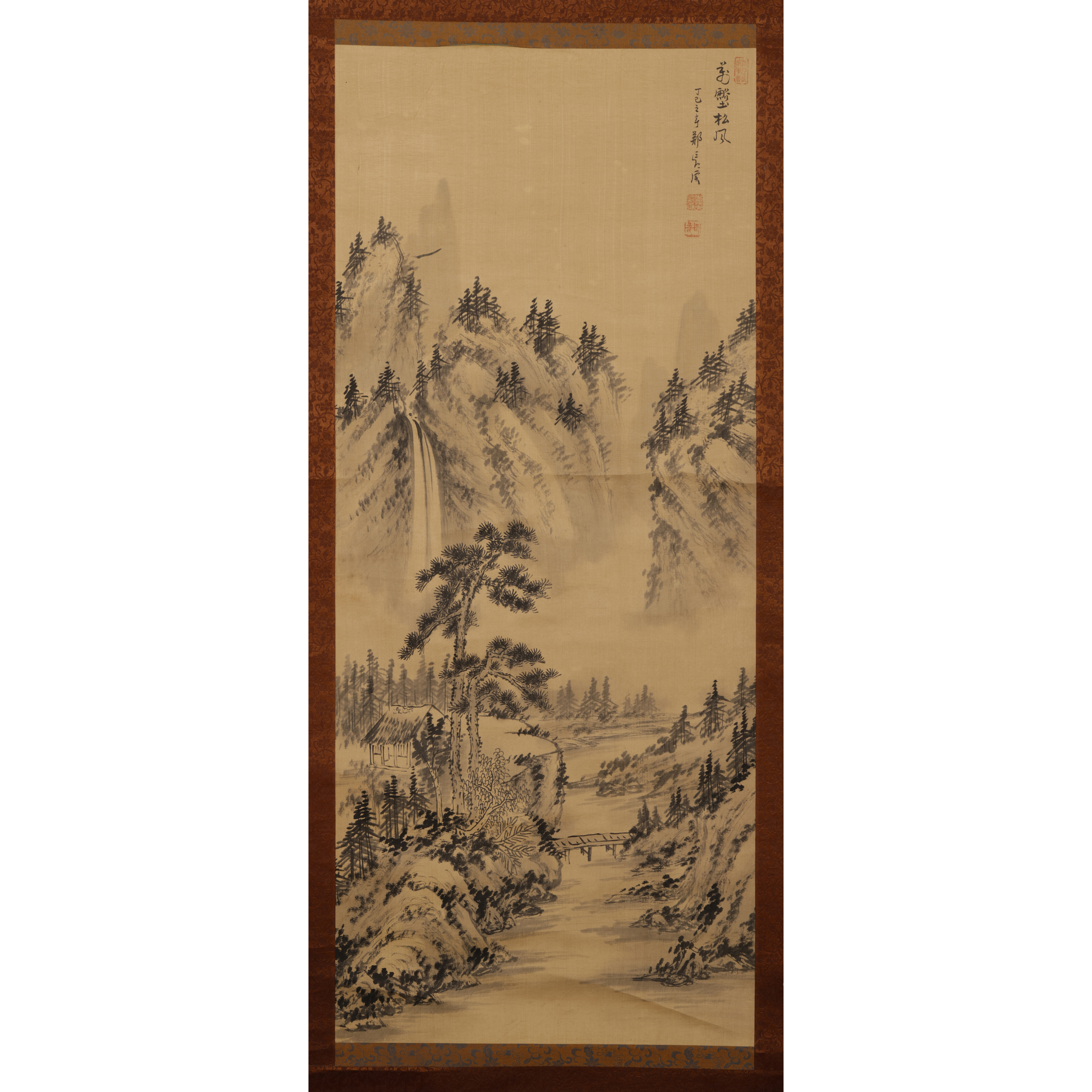 補破網倉儲鄭長庚名家水墨立軸萬壑松風絹本(BB-ABAK02 J) QW - 補破網