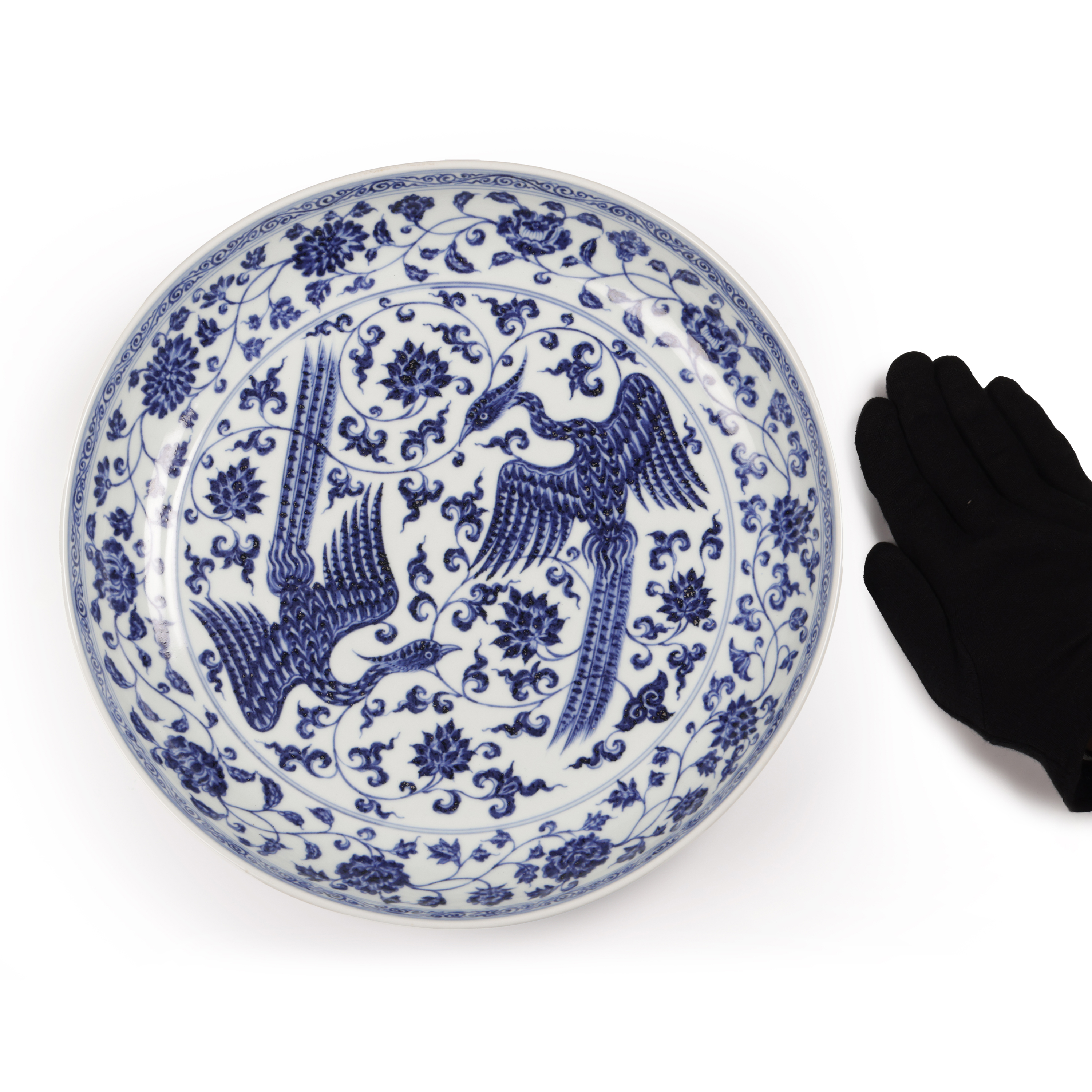 清・乾隆年製款・古陶瓷品・青花・塗金・纏枝花紋・賞瓶』