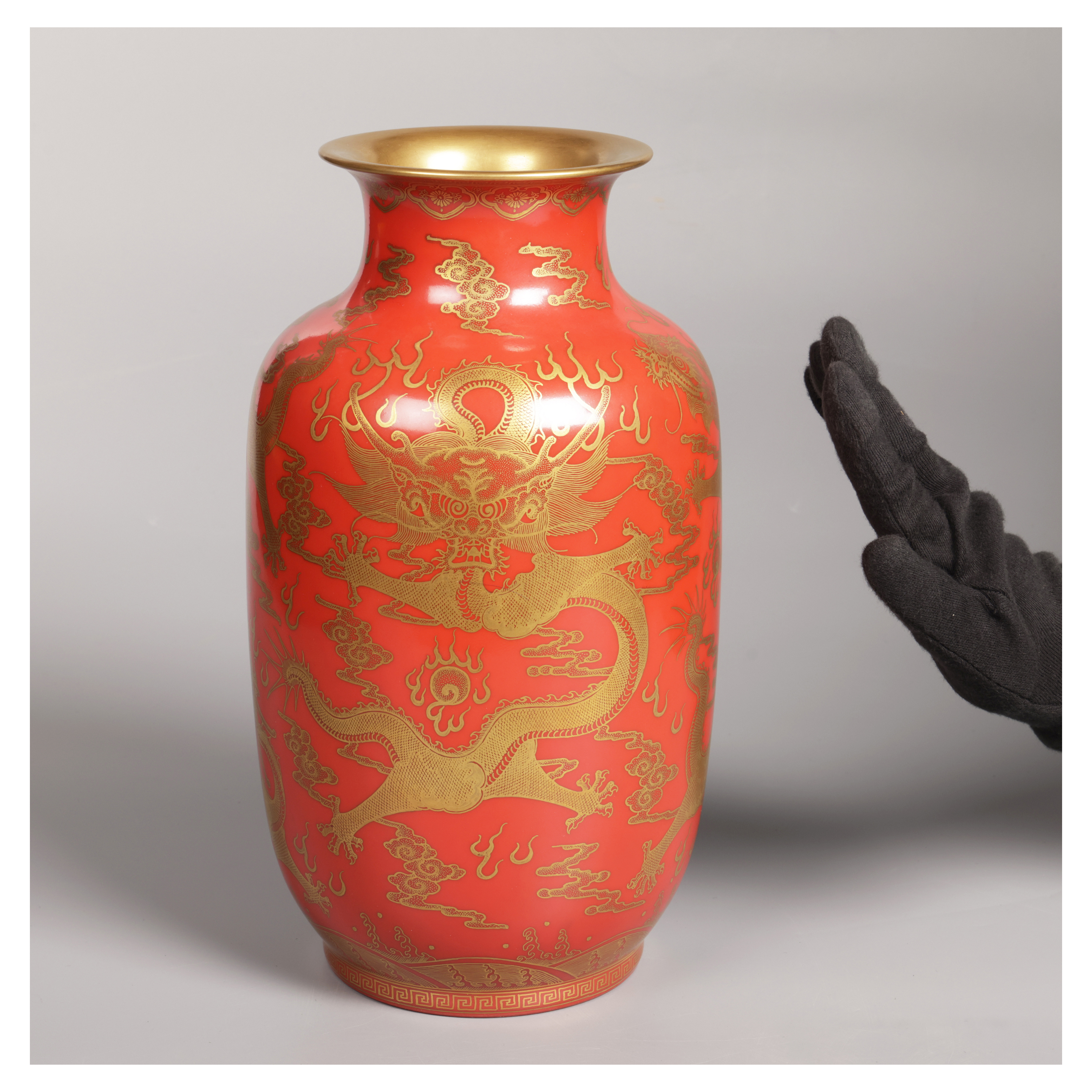 中国美術 清乾隆 紅釉直径瓶 紅釉長頸瓶 辰砂花瓶 【公式通販】