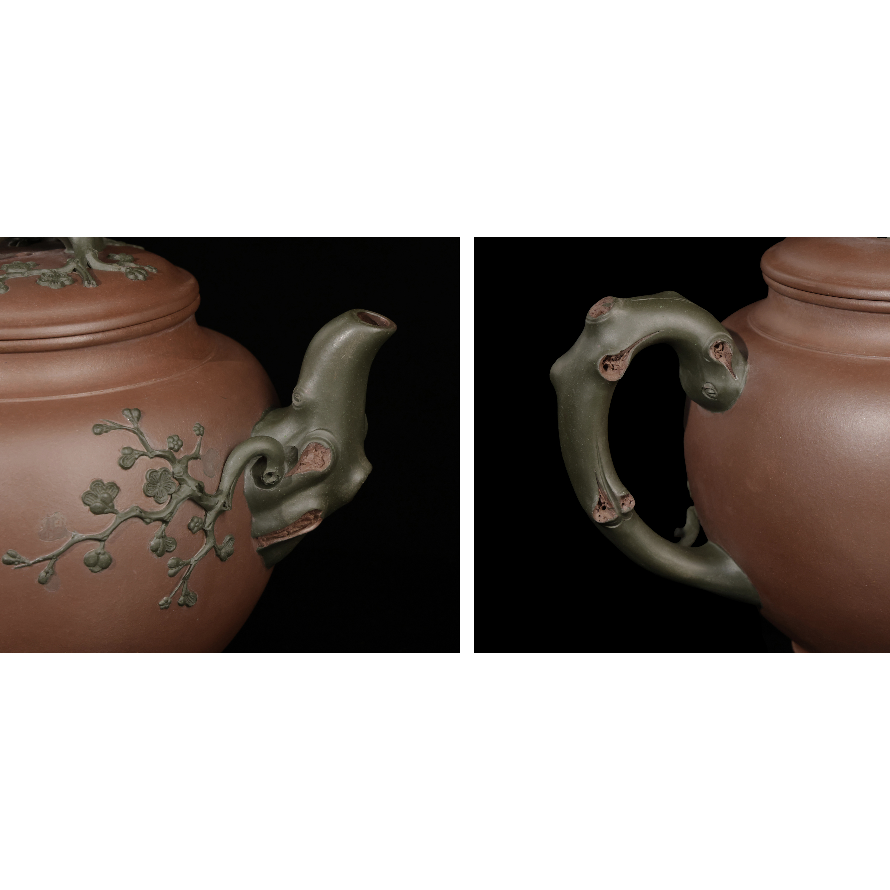 山海經拍賣-朱可心宜興紫砂梅幹壺蓋牆有小損貼塑小剝落(MA